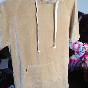 Long Camel colored hoodie/dress with suede texture